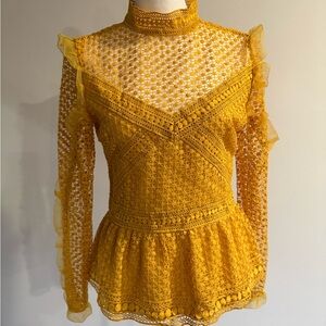 Ina Mustard Lace Blouse